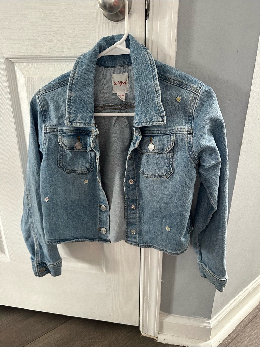 Cat & Jack Light Blue Denim Jacket with Tiny Daisy Embroidery